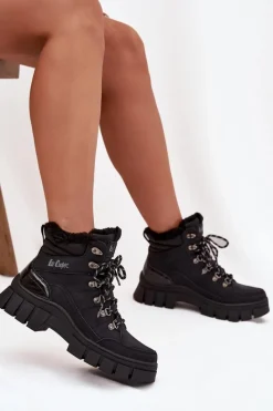 Trekkingowe Damskie|Botki Ocieplane></noscript>Lee Cooper Ocieplane Trapery Damskie LCJ-25-31-3911 Czarne Czarny