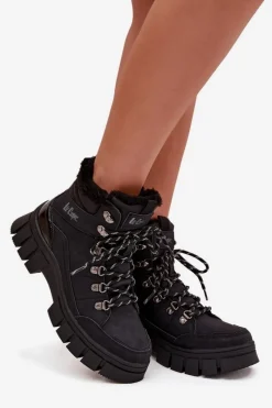 Trekkingowe Damskie|Botki Ocieplane></noscript>Lee Cooper Ocieplane Trapery Damskie LCJ-25-31-3911 Czarne Czarny