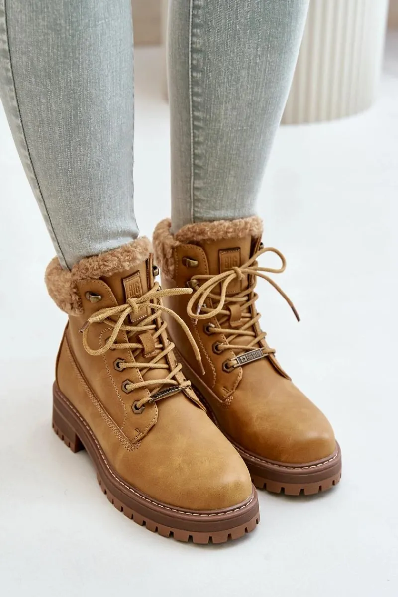 Outlet Big Star Shoes Ocieplane Trapery Damskie Big Star OO274A285 Camel Brązowy