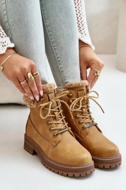 Outlet Big Star Shoes Ocieplane Trapery Damskie Big Star OO274A285 Camel Brązowy