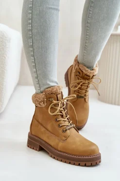 Outlet Big Star Shoes Ocieplane Trapery Damskie Big Star OO274A285 Camel Brązowy