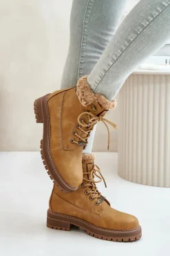 Outlet Big Star Shoes Ocieplane Trapery Damskie Big Star OO274A285 Camel Brązowy