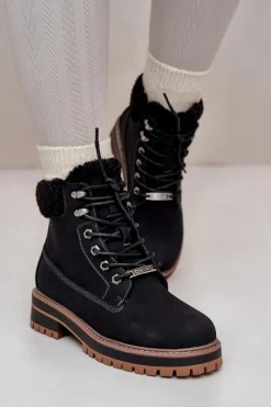 Botki Ocieplane|Damskie Trapery>Big Star Shoes Ocieplane Trapery Damskie Big Star OO274A287 Czarne Czarny