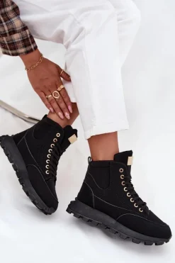 Botki Ocieplane|Damskie Trapery>Boto Ocieplane Trapery Damskie Na Platformie Czarne Marivira Czarny