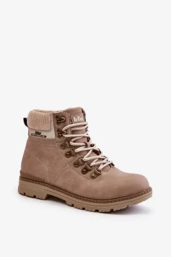 Trekkingowe Damskie|Botki Ocieplane></noscript>Lee Cooper Ocieplane Trapery Damskie LCJ-24-03-3042 Ciemnobeżowe Beżowy