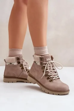 Trekkingowe Damskie|Botki Ocieplane></noscript>Lee Cooper Ocieplane Trapery Damskie LCJ-24-03-3042 Ciemnobeżowe Beżowy