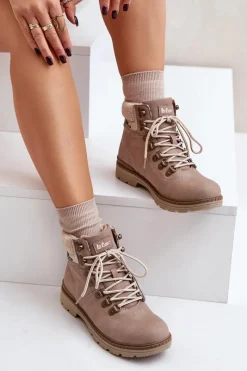 Trekkingowe Damskie|Botki Ocieplane></noscript>Lee Cooper Ocieplane Trapery Damskie LCJ-24-03-3042 Ciemnobeżowe Beżowy