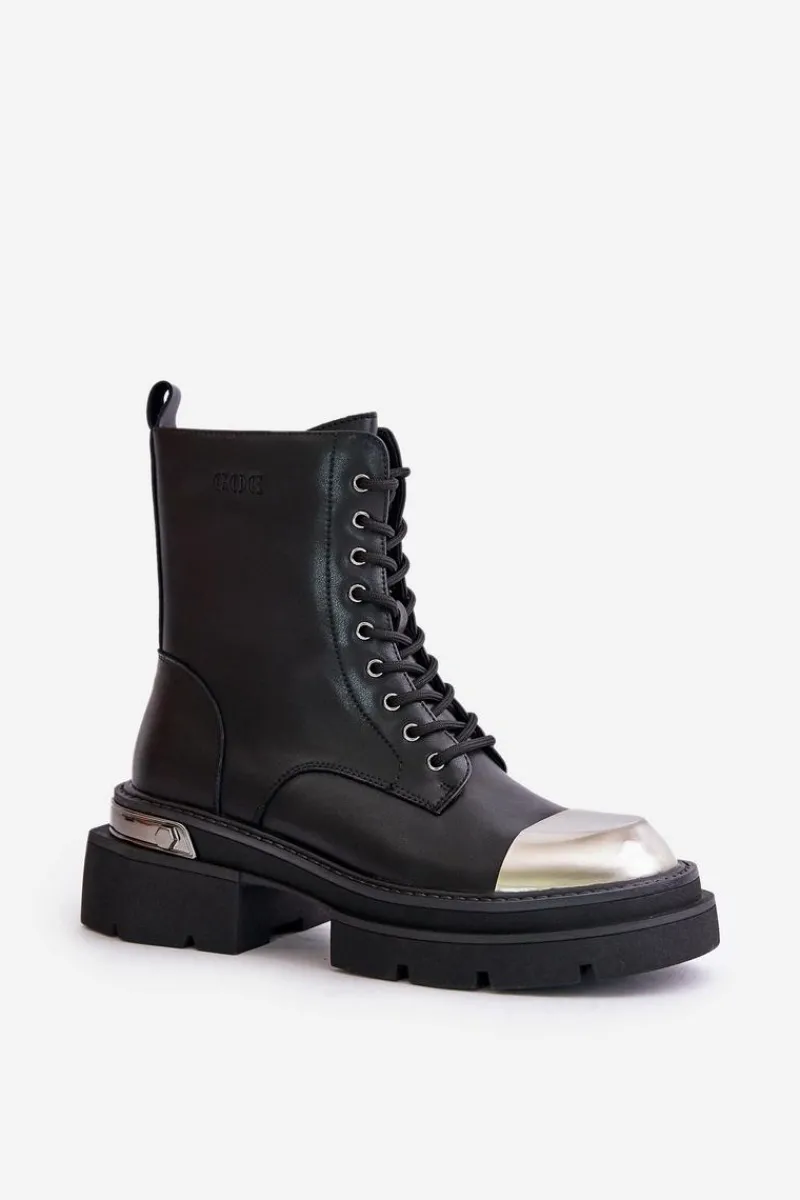 Discount Ocieplane Workery Botki Damskie Ze Skóry Naturalnej OO2N4119 Czarne Damskie Czarne Botki|Botki Zimowe Damskie