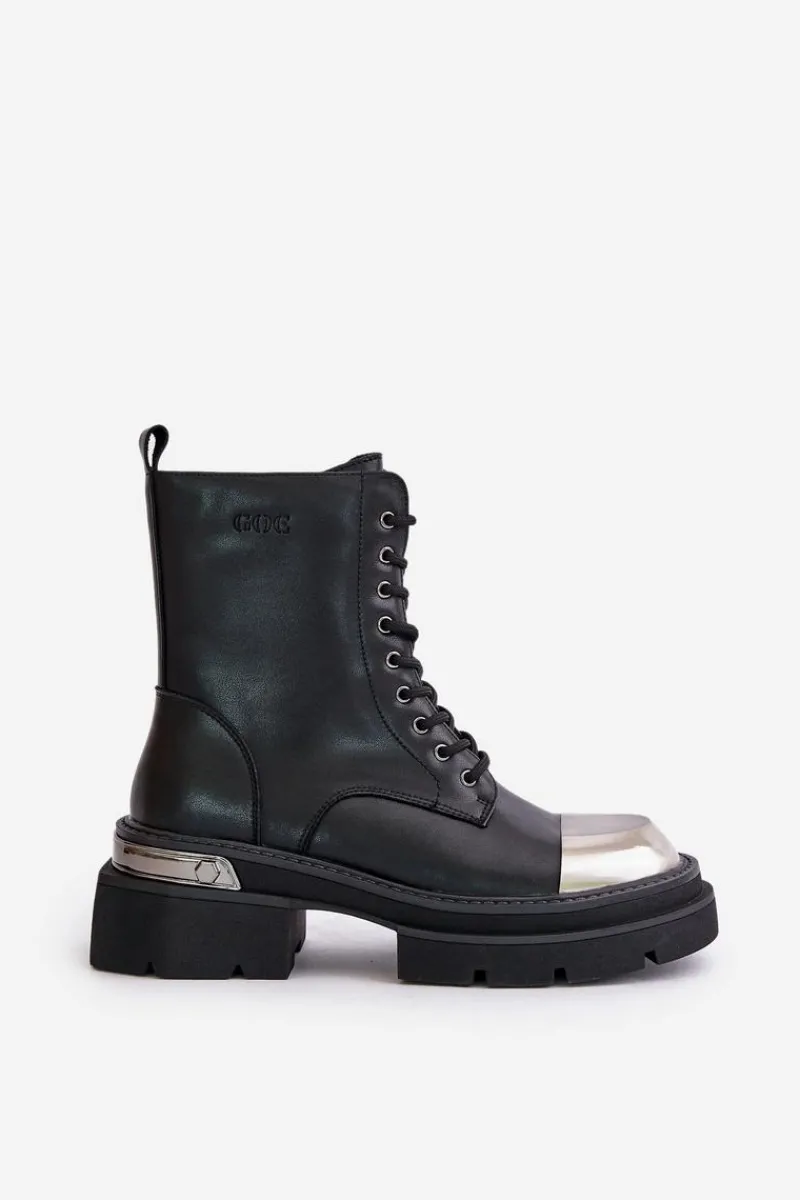 Discount Ocieplane Workery Botki Damskie Ze Skóry Naturalnej OO2N4119 Czarne Damskie Czarne Botki|Botki Zimowe Damskie