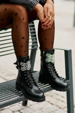 Outlet Boto Ocieplane Workery Botki Z Ozdobnym Paskiem I Klamrami Czarne Viveria