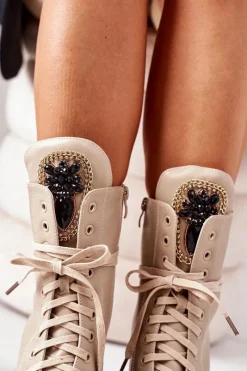 Discount Boto Ocieplane Workery Z Kamieniami Beżowe Hadley