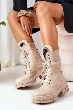 Discount Boto Ocieplane Workery Z Kamieniami Beżowe Hadley