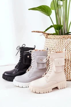 Botki Sznurowane|Czarne Botki>Boto Ocieplane Workery Z Kieszenią Czarne Awesome