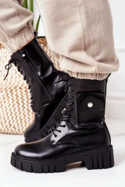 Botki Sznurowane|Czarne Botki><noscript><img width=