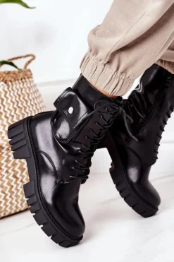 Botki Sznurowane|Czarne Botki><noscript><img width=