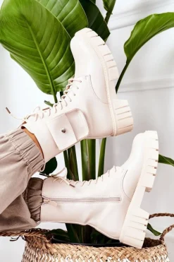 Sale Boto Ocieplane Workery Z Kieszenią Beżowe Awesome