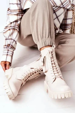 Sale Boto Ocieplane Workery Z Kieszenią Beżowe Awesome