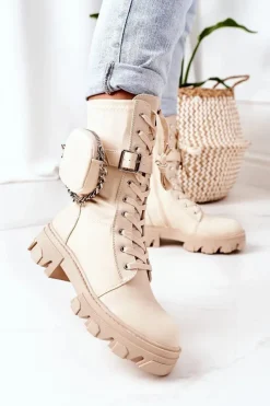 Outlet Boto Ocieplane Workery Z Nerką Beżowe Look At Me