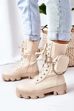 Outlet Boto Ocieplane Workery Z Nerką Beżowe Look At Me