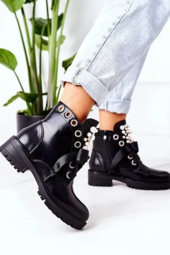 Botki Sznurowane|Czarne Botki><noscript><img width=