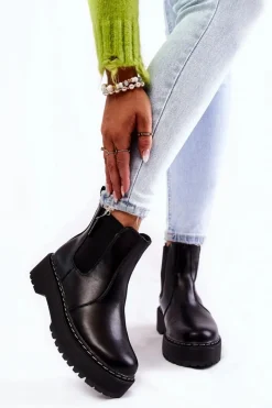 Czarne Botki|Botki Zimowe Damskie>Big Star Shoes Ocieplane Wsuwane Botki Big Star II274101 Czarne