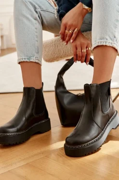 Czarne Botki|Botki Zimowe Damskie><noscript><img width=