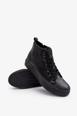 Discount Big Star Shoes Ocieplane Wysokie Trampki Męskie Na Suwak Czarne Big Star MM174065