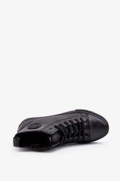 Discount Big Star Shoes Ocieplane Wysokie Trampki Męskie Na Suwak Czarne Big Star MM174065