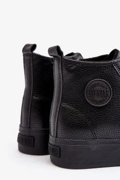 Discount Big Star Shoes Ocieplane Wysokie Trampki Męskie Na Suwak Czarne Big Star MM174065