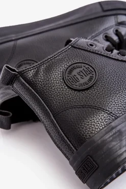 Discount Big Star Shoes Ocieplane Wysokie Trampki Męskie Na Suwak Czarne Big Star MM174065