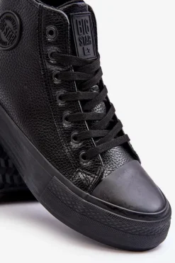 Discount Big Star Shoes Ocieplane Wysokie Trampki Męskie Na Suwak Czarne Big Star MM174065