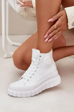 Hot Ocieplane Wysokie Trampki Damskie Na Platformie Zamek Białe Sarira Damskie Trampki Ocieplane|Trampki Damskie Wysokie