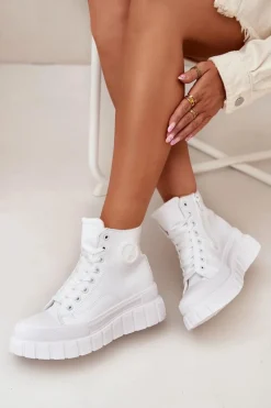 Hot Ocieplane Wysokie Trampki Damskie Na Platformie Zamek Białe Sarira Damskie Trampki Ocieplane|Trampki Damskie Wysokie