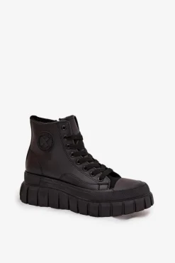 Discount Ocieplane Wysokie Trampki Damskie Na Platformie Zamek Czarne Sarira Damskie Trampki Ocieplane|Trampki Damskie Wysokie