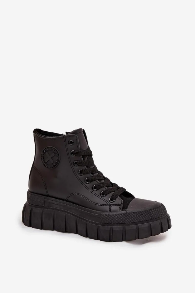 Discount Ocieplane Wysokie Trampki Damskie Na Platformie Zamek Czarne Sarira Damskie Trampki Ocieplane|Trampki Damskie Wysokie