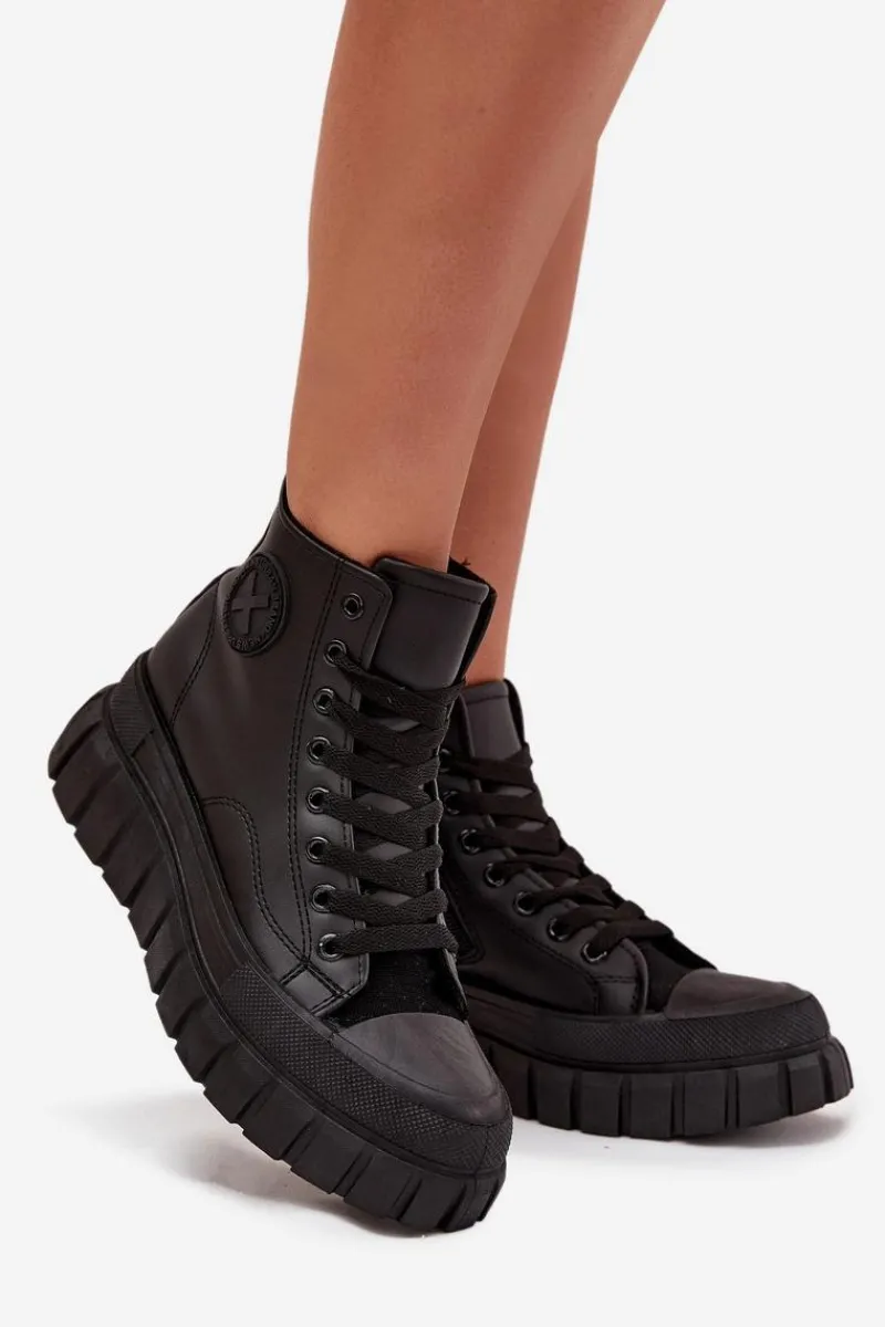 Discount Ocieplane Wysokie Trampki Damskie Na Platformie Zamek Czarne Sarira Damskie Trampki Ocieplane|Trampki Damskie Wysokie
