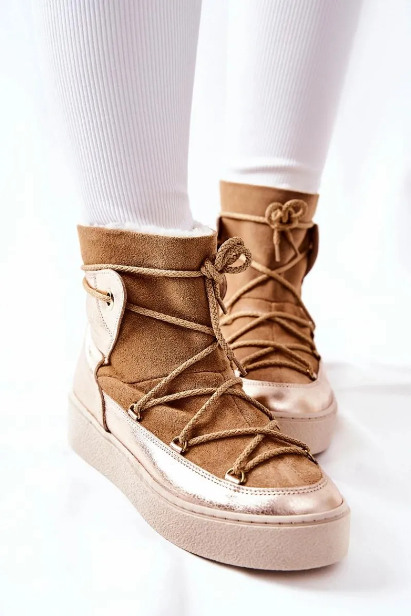 Online Boto Ocieplane Zamszowe Botki Śniegowce Camel Clarem Brązowy