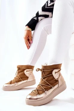 Online Boto Ocieplane Zamszowe Botki Śniegowce Camel Clarem Brązowy