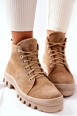 Best Boto Ocieplane Zamszowe Botki Trapery Camel Madisson
