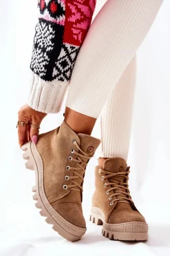 Best Boto Ocieplane Zamszowe Botki Trapery Camel Madisson