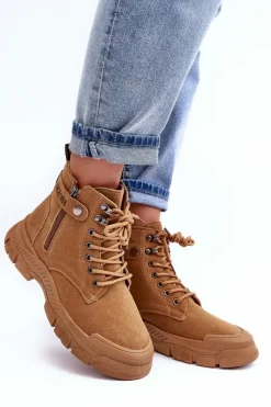New Ocieplane Zamszowe Damskie Botki Trapery Camel Jailina Damskie Botki Ocieplane|Damskie Trapery