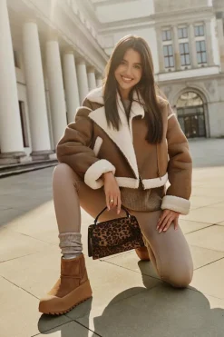 Śniegowce Damskie>Big Star Shoes Ocieplane Zamszowe Śniegowce Na Platformie Big Star OO274A212 Brązowe Brązowy