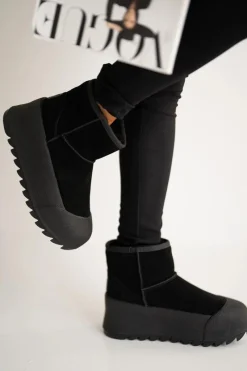 Online Ocieplane Zamszowe Śniegowce Na Platformie Big Star OO274A213 Czarne Damskie Śniegowce Damskie