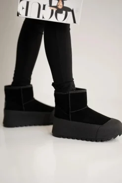 Online Ocieplane Zamszowe Śniegowce Na Platformie Big Star OO274A213 Czarne Damskie Śniegowce Damskie