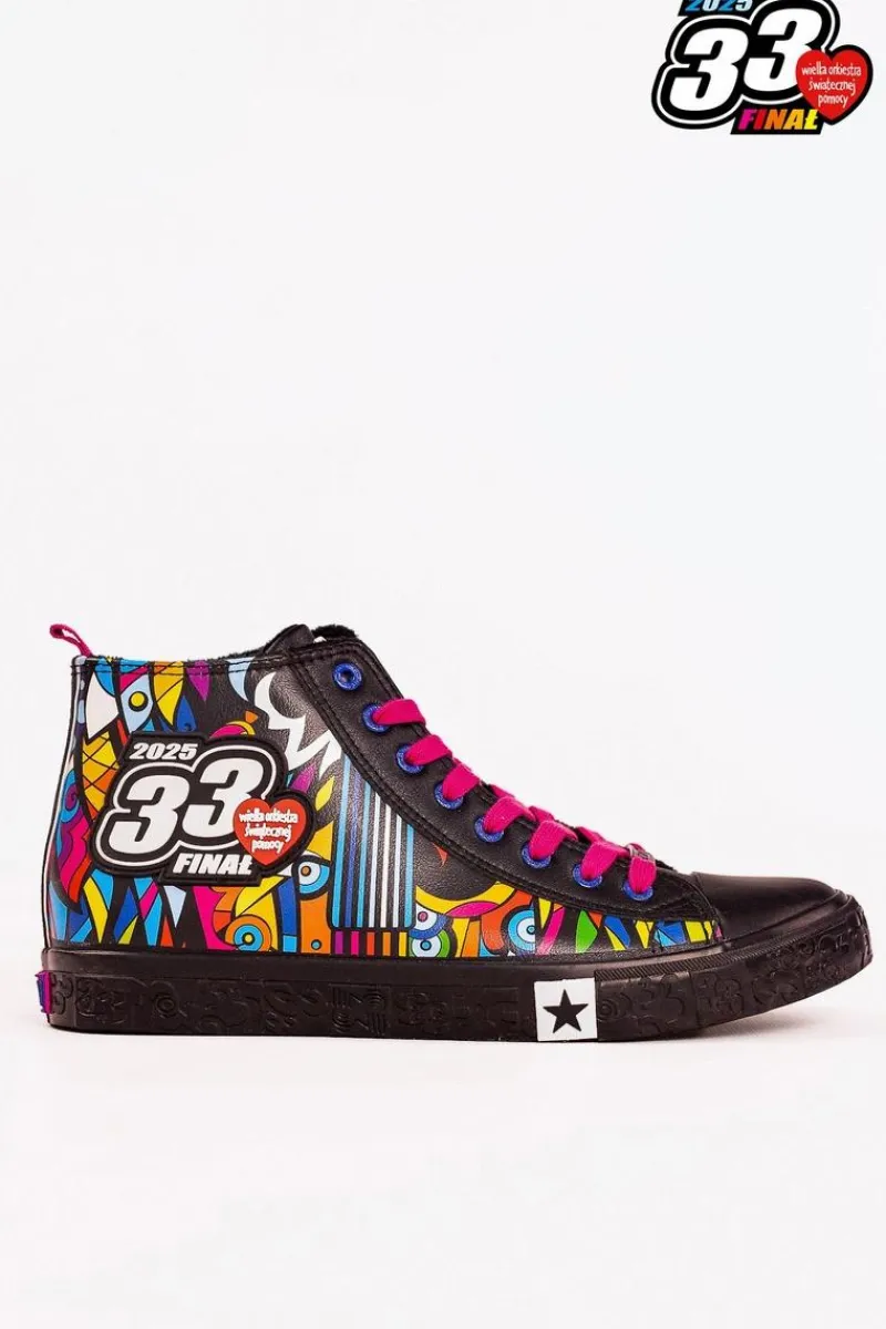 Trampki Męskie Big Star|Trampki Wysokie>Big Star Shoes Oficjalne Trampki Męskie BIG STAR x WOŚP RR174653 Czarny