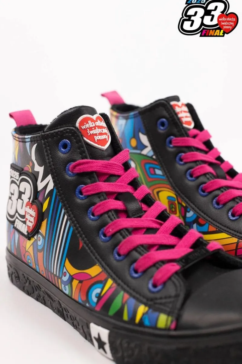 Trampki Męskie Big Star|Trampki Wysokie>Big Star Shoes Oficjalne Trampki Męskie BIG STAR x WOŚP RR174653 Czarny