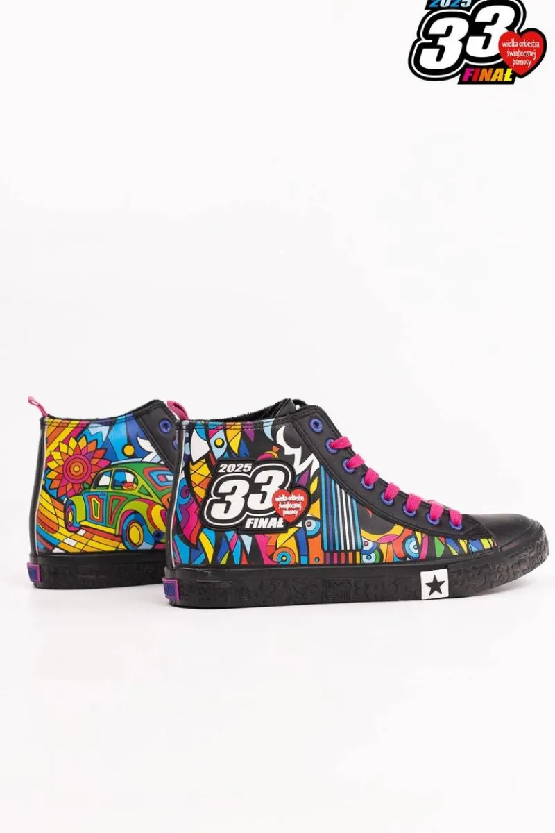 Trampki Męskie Big Star|Trampki Wysokie>Big Star Shoes Oficjalne Trampki Męskie BIG STAR x WOŚP RR174653 Czarny