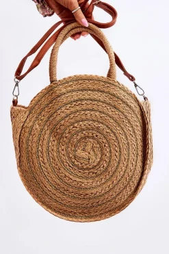 Best Okrągła Torebka Listonoszka Z Błyszczącą Nicią Beżowa Torebki Klasyczne|Listonoszki