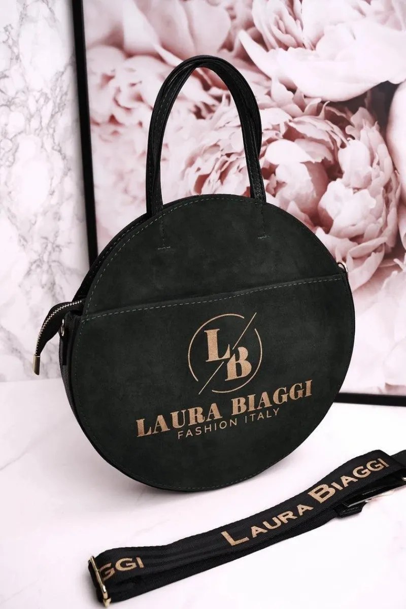Boto Okrągła Torebka Z Odpinanym Paskiem LAURA BIAGGI Butelkowa Zieleń