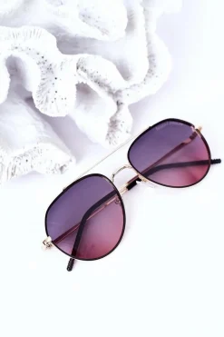 Okulary>PRIUS Okulary Przeciwsłoneczne Aviatory Z Polaryzacją Czarno-Różowe Ombre